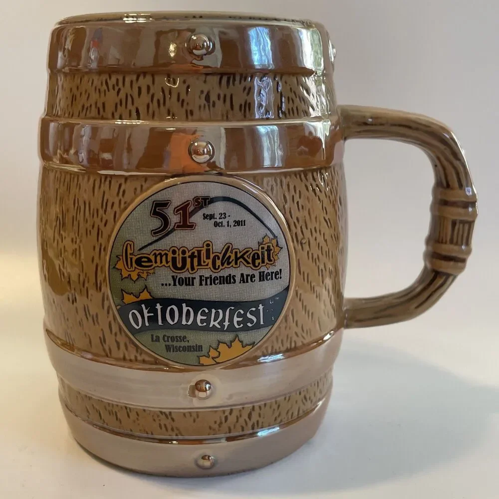 Oktoberfest La Crosse Wisconsin Wi Button Mug 51st Annual Beer Drinking Cup